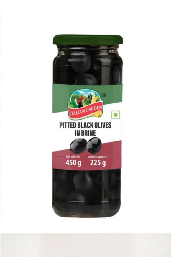 pitted black olives in brine 430g (Habit)