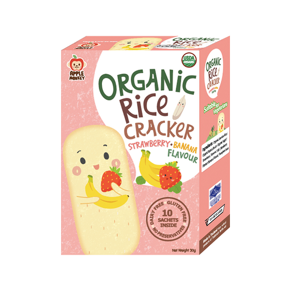 Organic rice cracker strawberry+banana flavour