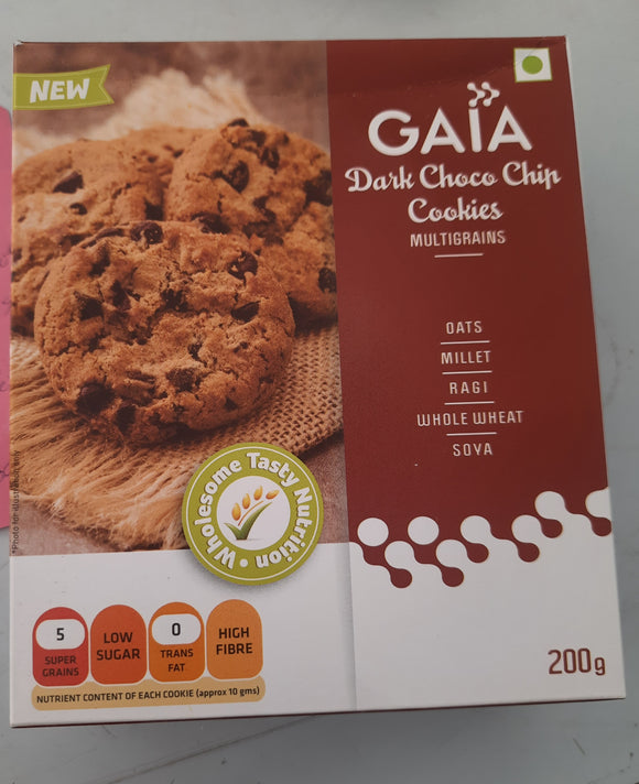 Gaia Dark Choco Chip Cookies, 200g