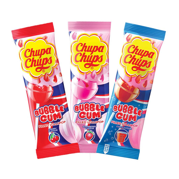Chupa chups bubble gum filled lollipops 12g