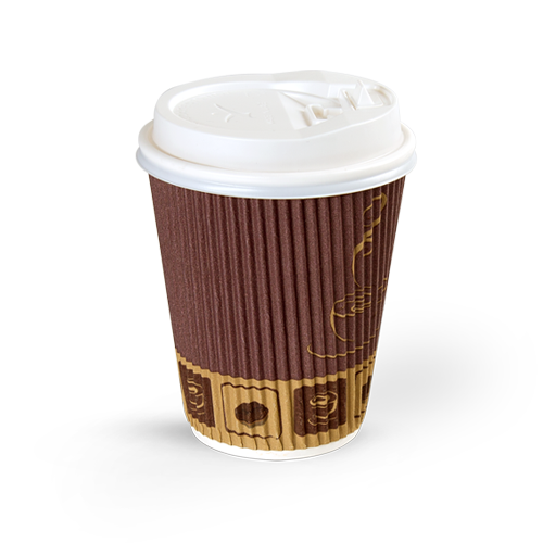 Double Diamond Ripple cup with Lid 250ml [25 cups]